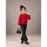 Maroon Cable-Knit Winter Cardigan, Christmas Sweater for Kids