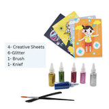 Sparkle Pop Glitter Art Set – 6 Glitter Bottles + 4 Design Cards (Peel, Stick & Decorate)