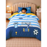 3 Pcs Football Theme Luxe Embroidered collection of Double Bed Comforter, 1 flat bedsheet, 1 pillow cover Kids Bedding Set for King Size Bed.