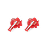 Red flower hair clip-Double