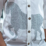 Lined Horse Embroidered Shirt - White