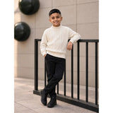 Cream Cable-Knit Winter Cardigan, Christmas Sweater for Kids