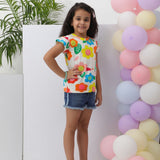 Floral pom pom Top