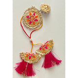 Gulshan Gota Patti Rakhi and Lumba Haathphool Set