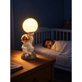 Golden Astronaut Holding Moon, side Bed Table Lamp, Kids Room Decor