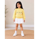 Yellow Bow & Pom-Pom Knitted Winter Cardigan Sweater for Girls