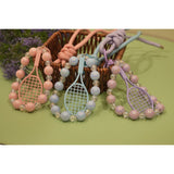 Tennis Racket Bag Charm with Beaded Bracelet - Pastel Blue