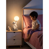 Silver Astronaut Holding Moon, side Bed Table Lamp, Kids Room Decor