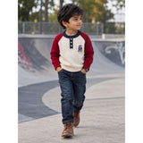 Cream & Maroon Sporty Bear Winter Cardigan, Christmas Sweater for Kids