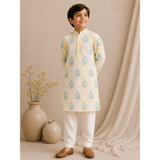 Stripe motif lemon printed Kurta Set