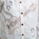 Guitar Player Embroidered Shirt - White