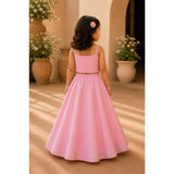 Pink embroidered flower lehnga