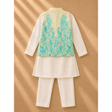 Lemon yellow Applique Bandhgala set
