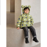 Sage Green Puppy & Cloud Quilted Hooded Winter Jacket for Kids