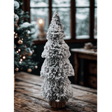 Swen Silverly Tabletop Christmas Tree with Frosting and Woodden Base - Pack of 3