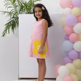 Pink Floral pom pom Dress