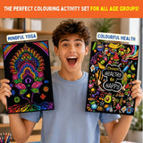 PepPlay Velvet Colouring Canvas Set of 2 | Mindful Yoga & Healthy Be Happy | DIY Velvet Art Kit with 10 Sketch Pens | Mindfulness & Self-Care | Framable Canvas | Ages 8+