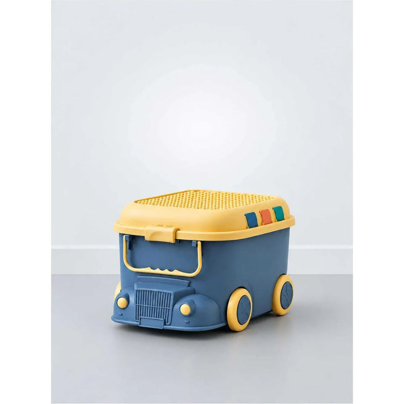 Blue Cartoon Toy Bus-Shaped Kids Mini Toys/Cars Storage Box