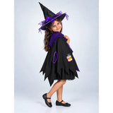 Black & Purple Witch Poncho & Hat set,No Frock included, Kids Halloween Costume Fancy Dress Up