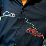 Dual Cars Embroidered Shirt - Black