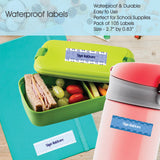 Waterproof Name Labels - Blue Bow Bliss