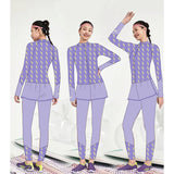 3 pcs Purple ThunderBolt Matching Top,leggings & Jacket style Swimwear set for Pre Teens & Teens