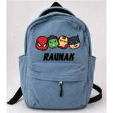Denim Backpack - Superhero faces
