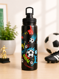 Insulated Print Bottle | 900 ml | Hot & Cold -Football (Black)