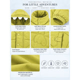 Olive Green Dino-Themed Quilted Hooded Winter Jacket for Kids