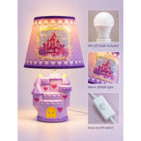Purple Princess ceramic Castle side Bed Table Lamp, Kids Room Decor