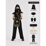 The Black & Gold Dragon Ninja, Kids Halloween Costume Fancy Dress Up