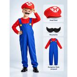 Junior Super Brothers, Plumber Kids Halloween Costume Fancy Dress Up