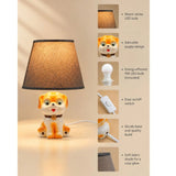 Brown ceramic Dog side Bed Table Lamp, Kids Room Decor