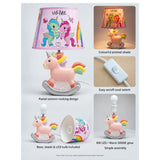 Pink ceramic Rocking Unicorn side Bed Table Lamp, Kids Room Decor