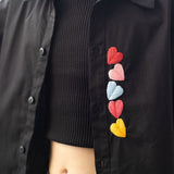 Haphazard Hearts Embroidered Organic Cotton Shirt - Black