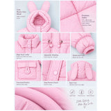 Pink Bunny Glitter Quilted Hooded Winter Jacket with Muffler for Kids