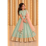 Seagreen gota embroidered lehnga