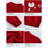 Red White Bear Knitted Winter Cardigan, Christmas Sweater for Kids