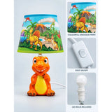 Orange ceramic Dino side Bed Table Lamp, Kids Room Decor