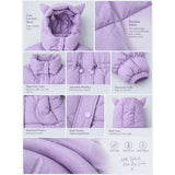 Purple Cat Glitter Quilted Hooded Winter Jacket with Muffler for Kids