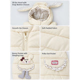 Yellow Polka Dots Cute Character-Themed Quilted Hooded Sleeveless Winter Jacket for Kids