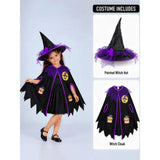 Black & Purple Witch Poncho & Hat set,No Frock included, Kids Halloween Costume Fancy Dress Up