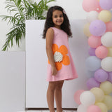 Pink Floral pom pom Dress