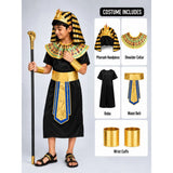 Black & Gold Egyptian Pharaoh Boy, Kids Halloween Costume Fancy Dress Up