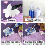 Sparkle Pop Glitter Art Set – 6 Glitter Bottles + 4 Design Cards (Peel, Stick & Decorate)