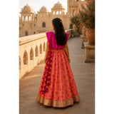 Fuchia tasselled lehenga set