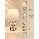 Grey ceramic Dog side Bed Table Lamp, Kids Room Decor