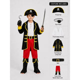 Black Coat one eye Pirate , Kids Halloween Costume Fancy Dress Up
