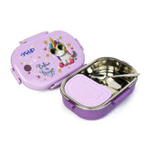 Youp Stainless Steel Purple Color Unicorn Theme Kids Lunch Box Break Time - 700 ml