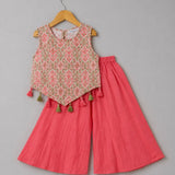 Girls Palazzo Set- Pink Ikkat